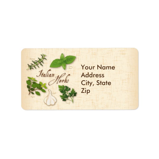 Italian Herbs, Basil, Oregano, Parsley, Garlic Label (Front)