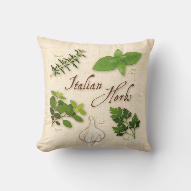 Italian Herbs Throw Pillow (Front)