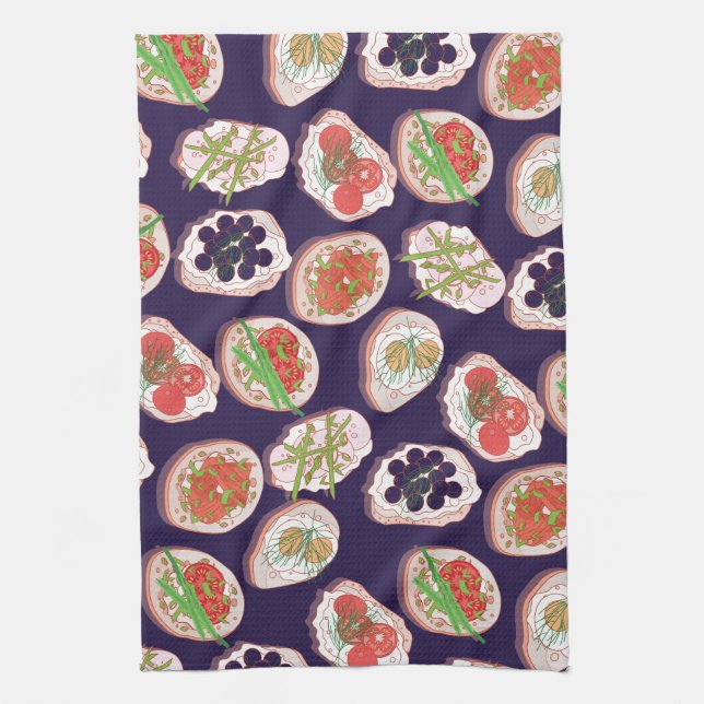 Italian Hors d’œuvres | Canape Pattern Tea Towel (Vertical)