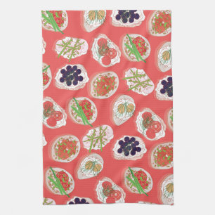Italian Hors d’œuvres   Canape Pattern Tea Towel