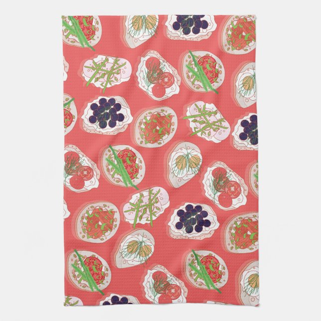 Italian Hors d’œuvres | Canape Pattern Tea Towel (Vertical)