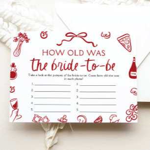 Italian How Old Was The Bride Bridal Shower Game Invitation