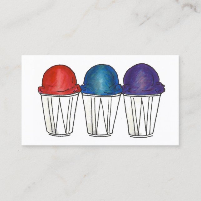 Italian Ice Sno Cone Shaved Ice Food Snocone Beach Business Card (Front)