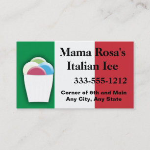 Italian Ice Vendor or Shop with Flag colours Business Card