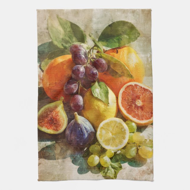 Italian‑Inspired Fruit Collage Kitchen Towels (Vertical)