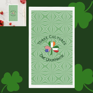 Italian Irish American Flags Shamrock Personalised Napkin
