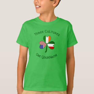 Italian Irish American Flags Shamrock Personalised T-Shirt