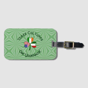 Italian Irish American Shamrock Flag Personalised  Luggage Tag