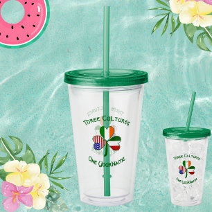Italian Irish American Shamrock Personalised Acrylic Tumbler
