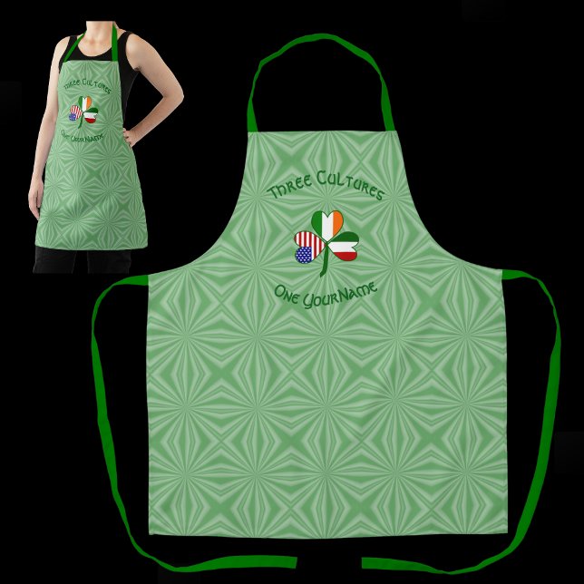 Italian Irish American Shamrock Personalised  Apron (Creator Uploaded)