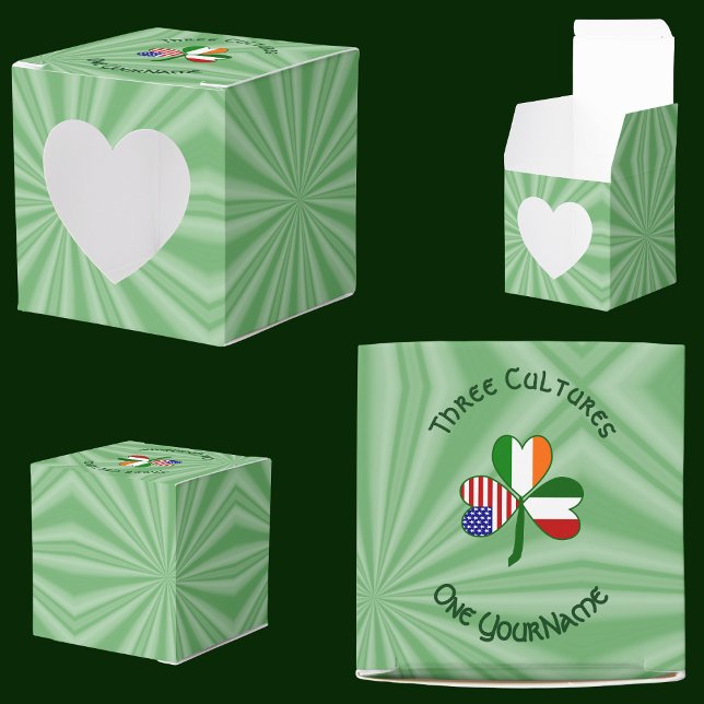 Italian Irish American Shamrock Personalised Heart Favour Box (Creator Uploaded)