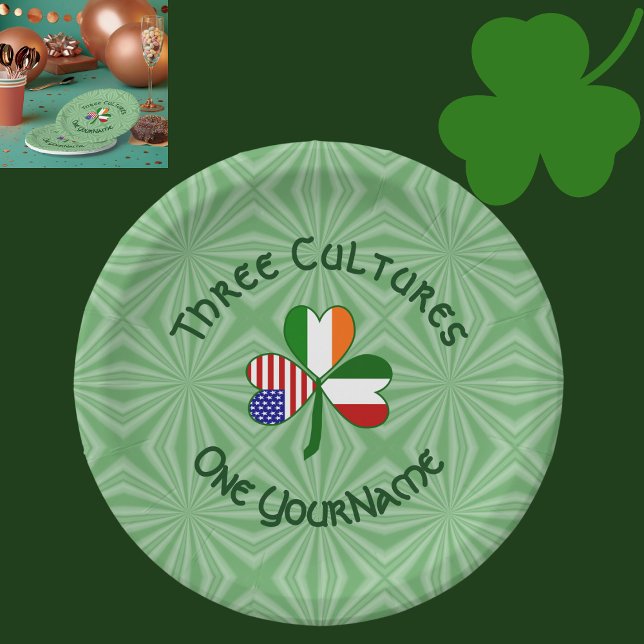 Italian Irish American Shamrock Personalised Party Paper Plate (Creator Uploaded)