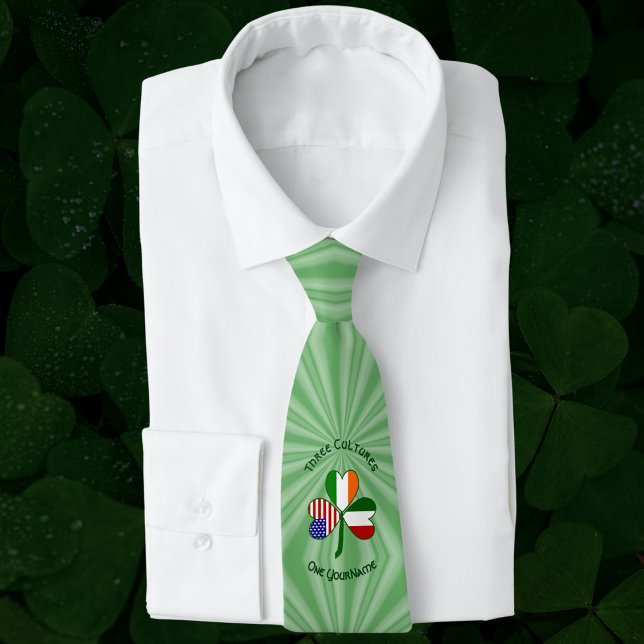 Italian Irish American Shamrock Personalised  Tie (Creator Uploaded)
