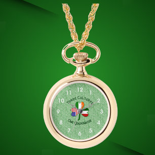 Italian Irish American Shamrock Personalised Watch