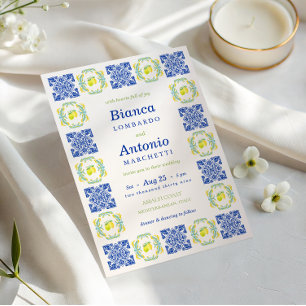 Italian Italy Amalfi Coast Lemon Tile Wedding Invitation