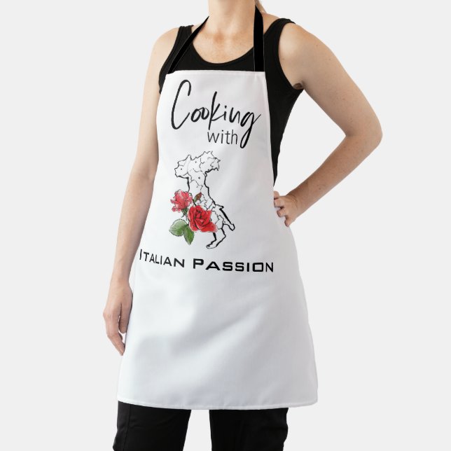 *~* Italian Italy Map Boot Red Rose Cooking Apron (Insitu)
