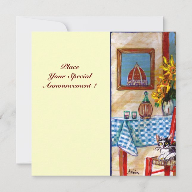 ITALIAN KITCHEN IN FLORENCE, Red Blue Invitation (Front)