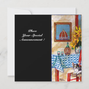 ITALIAN KITCHEN IN FLORENCE, Red Blue,White,Black Invitation
