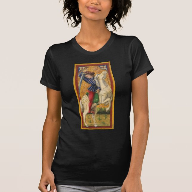 Italian Knight Black Ladies T-Shirt (Front)