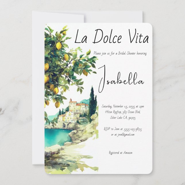 Italian La Dolce Vita Bridal Shower Invitation (Front)
