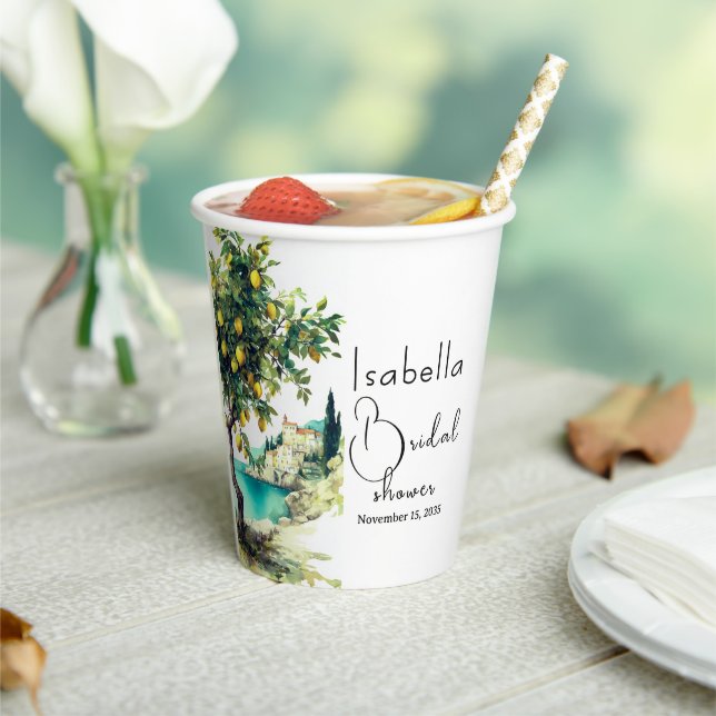 Italian La Dolce Vita Bridal Shower Paper Cups (Insitu)