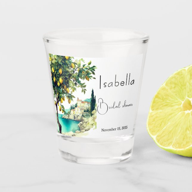 Italian La Dolce Vita Bridal Shower Shot Glass (Front)