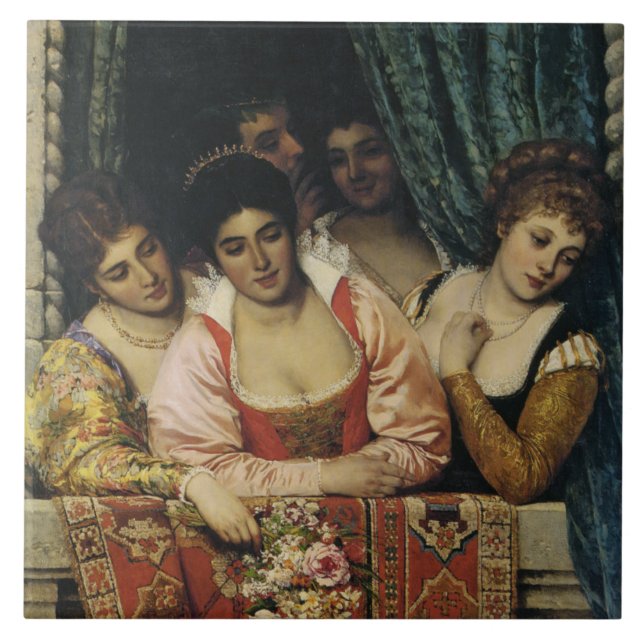 Italian Ladies on a Balcony Tile (Front)