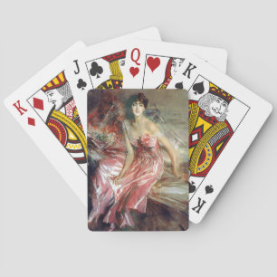 Italian Lady in a Pink Dress (by Giovanni Boldini) Playing Cards