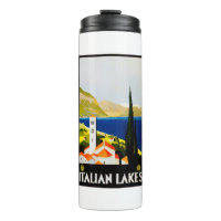 Italian lakes travel poster
