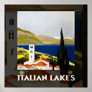 Italian Lakes Vintage Travel Italy Poster
