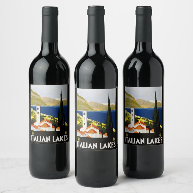 Italian Lakes Vintage Travel Italy Wine Label (Bottles)