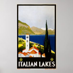 Italian Lakes vintage travel poster