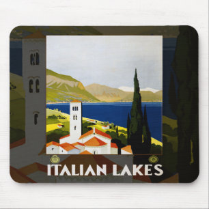 Italian Lakes Vintage Travel Poster Art Mouse Pad