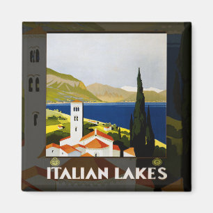 Italian Lakes Vintage Travel Poster Magnet