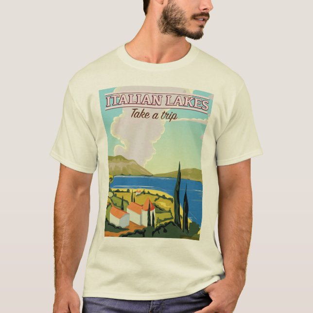 Italian lakes vintage travel poster T-Shirt (Front)