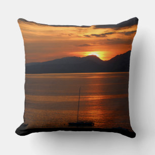 Italian Landscape Dust over Lake Garda Cushion