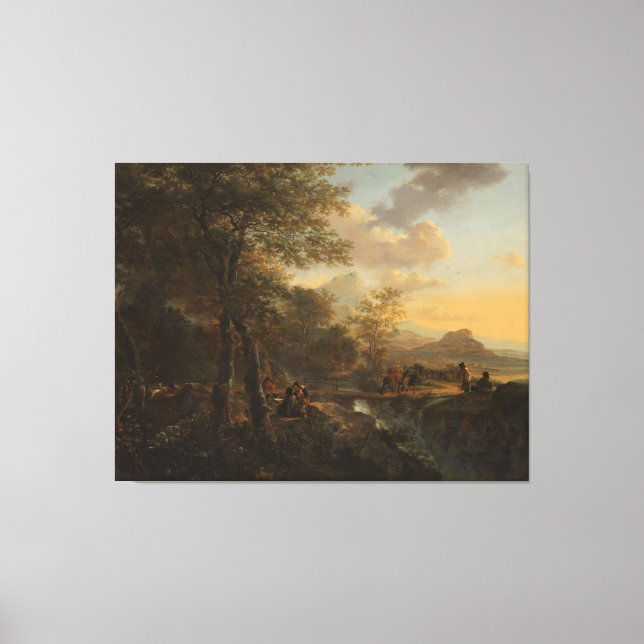 Italian Landscape with a Draughtsman, Jan Both, c. Canvas Print (Front)