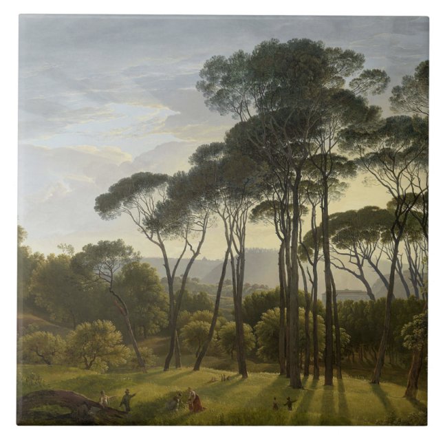 Italian Landscape with Umbrella Pine Trees (Voogd) Tile (Front)