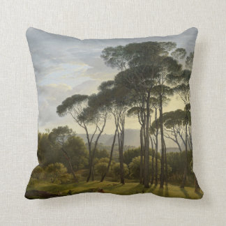 Italian Landscape with Umbrella Pines Oil Painting Cushion