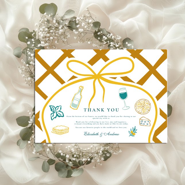 Italian Lattice Food Wedding Sketch Thank You Card (Creator Uploaded)