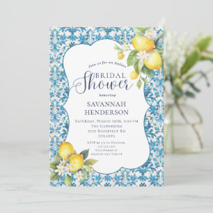 Italian Lemon Amalfi Blue Yellow Bridal Shower Invitation