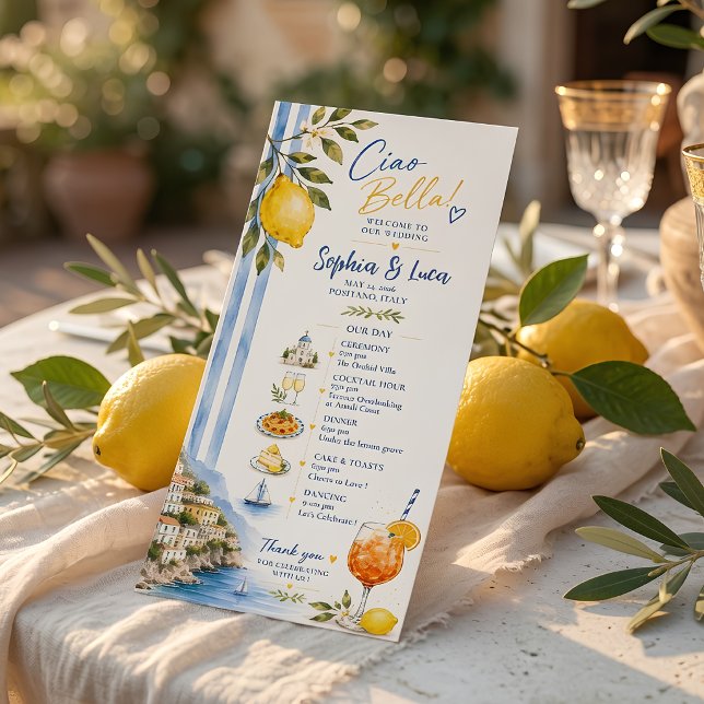 Italian Lemon Amalfi Coast Wedding Program Menu (Creator Uploaded)