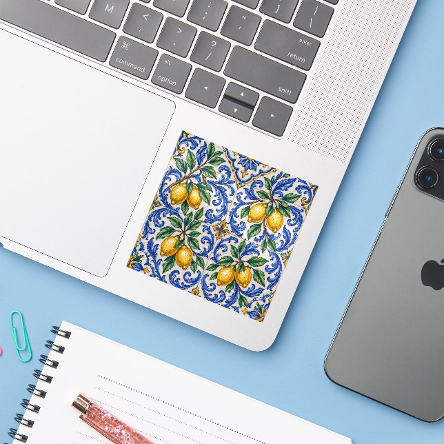 Italian Lemon Azulejo Tile (Laptop w/ iPhone)
