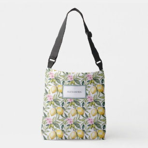 Italian Lemon Blossom Mediterranean Watercolor  Crossbody Bag