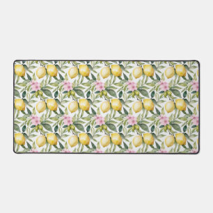 Italian Lemon Blossom Mediterranean Watercolor Desk Mat