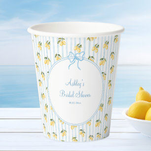Italian Lemon Blue Bow Paper  Paper Cups