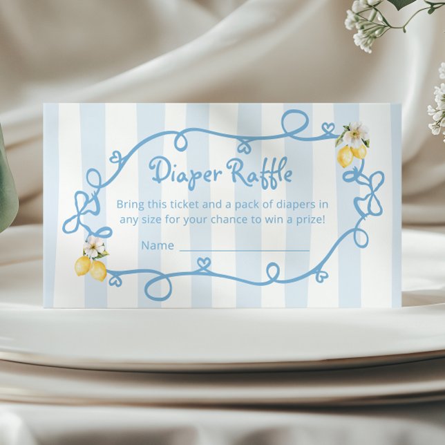 Italian Lemon Blue Bows Diaper Raffle Enclosure Card (Creator Uploaded)