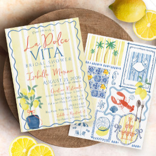 Italian Lemon Blue La Dolce Vita Bridal Shower Invitation