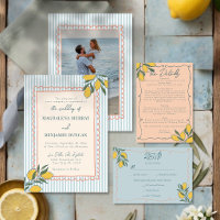 Italian Lemon Blue Stripe Peach Coastal Wedding