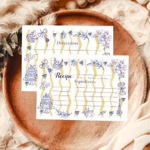 Italian Lemon Blue Tile Bridal Shower Recipe Card